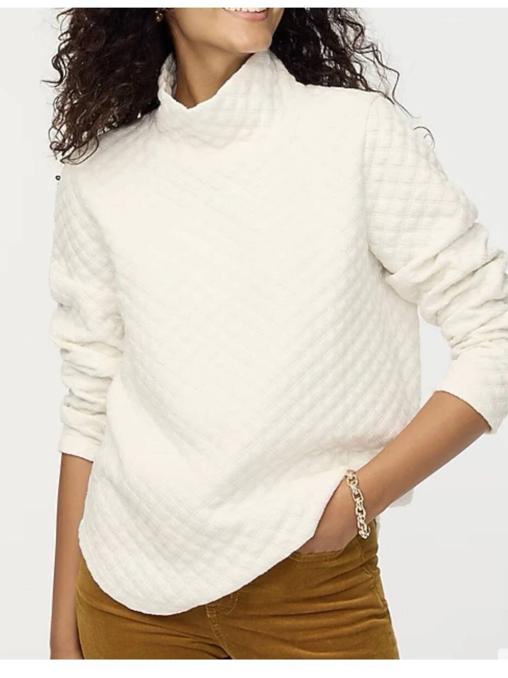 J.CREW Quilted mockneck pullover